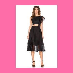 MILLY BLACK CASCADE SILK ORGANZA SKIRT SET SZ 2/6